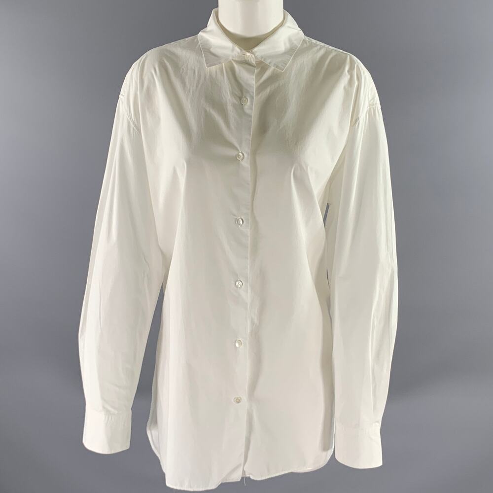 NILI LOTAN Size M White Cotton Relaxed Fit Shirt